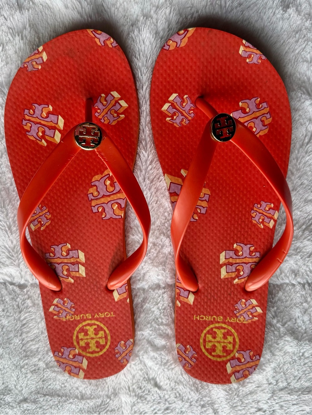 Tory Burch Red Logo Flip Flop Sandals